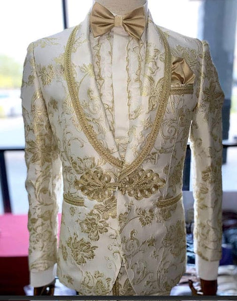 green emerald velvet dress Men's White and Gold Clergy Robe with Embroidered Satin Cuffs – Suit Avenue
