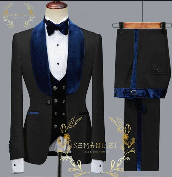 Mens Black Dinner. Jacket - Two Toned Color Blazer  Black and Navy Blue  Sport Coat