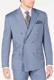 Mens Sky Blue Pinstripe double breasted Suits