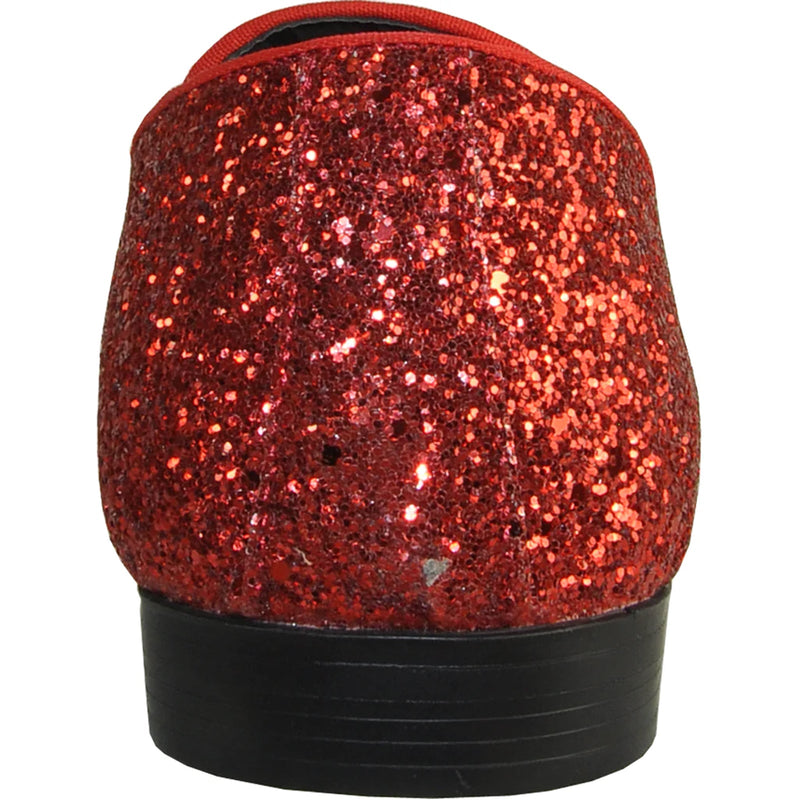 Bravo Mens Modern Glitter Sequin Prom Tuxedo Loafer in Red - Men's Dress Shoes