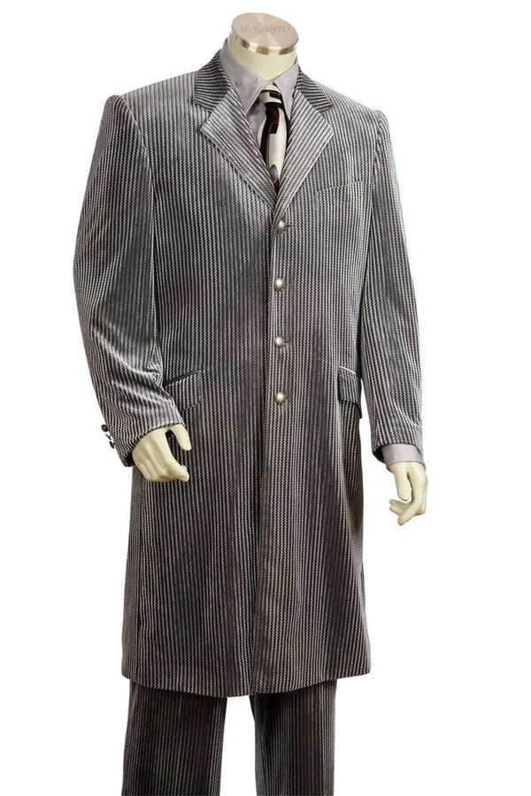 Mens Long Corduroy Fashion Zoot Suit in Grey