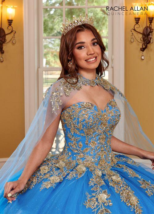 Strapless Sweetheart 3D Floral Lace Appliqué Glitter Tulle Ball Gown by Rachel Allan RQ1111
