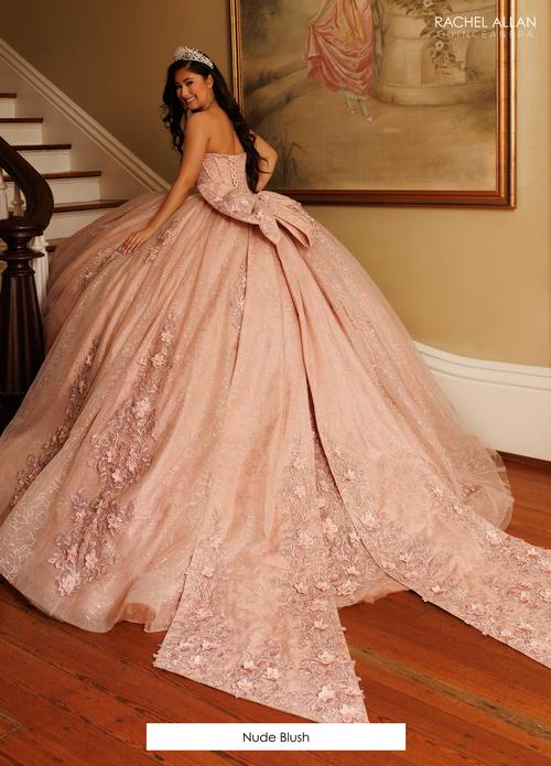 Sweetheart Beaded Corset 3D Floral Appliqué Glitter Tulle Ball Gown by Rachel Allan RB1195