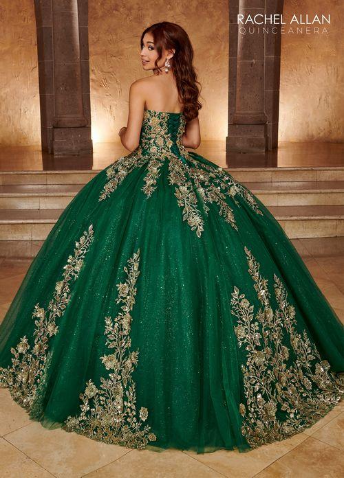Strapless Sweetheart 3D Floral Lace Appliqué Glitter Tulle Ball Gown by Rachel Allan RQ1111