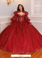 Quinceañera Ball Gown with Embroidery and Detachable Puff Sleeve by Rachel Allan RQ9001