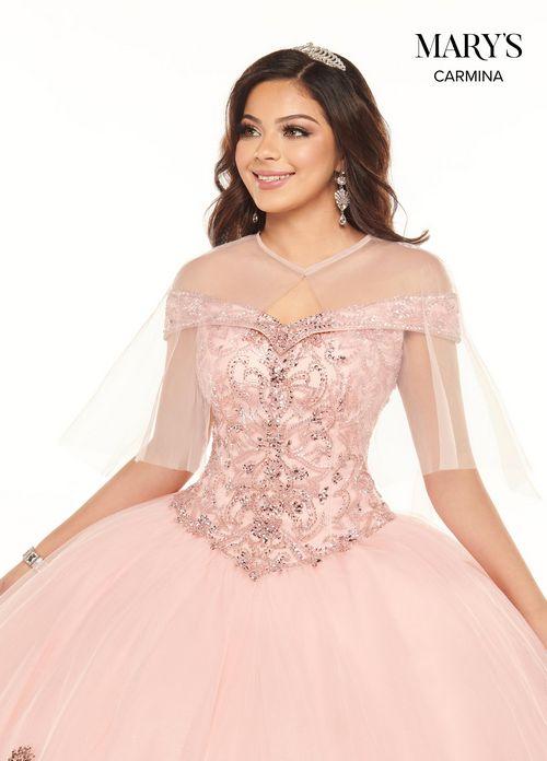 Off Shoulder Beaded Corset Tulle Ball Gown with Cape Quinceañera Dress by Rachel Allan MQ1075