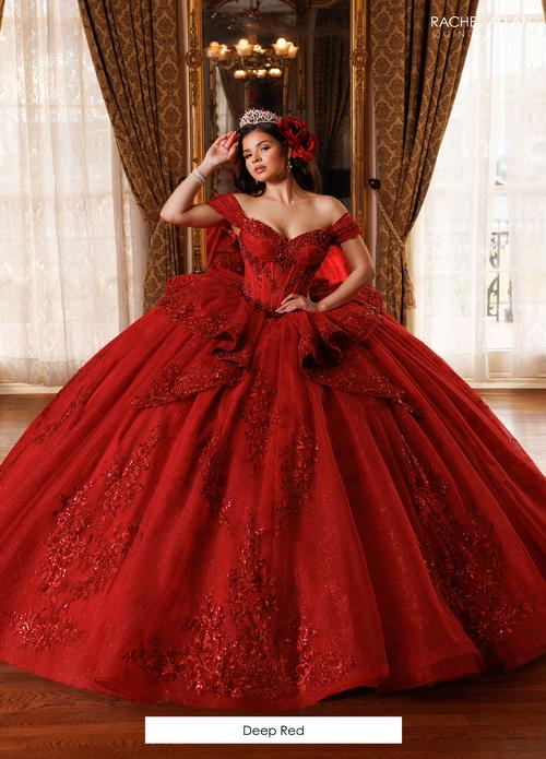 Off Shoulder Sweetheart Floral Appliqué Corset Glitter Tulle Ball Gown by Rachel Allan RB1191