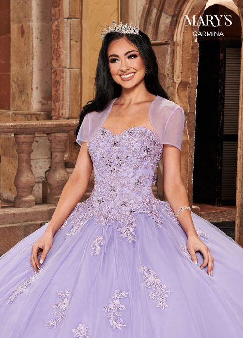 Off Shoulder Beaded Embroidery Appliqué Tulle Ball Gown with Bolero by Rachel Allan MQ1080