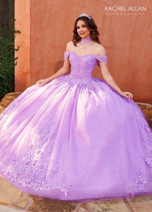 Off-Shoulder Sweetheart 3D Floral Lace Appliqué Tulle Over Lace Ball Gown by Rachel Allan RQ1112