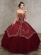Sweetheart Strapless Embroidered Ball Gown with Bolero Quinceañera Dress by Rachel Allan 4Q516