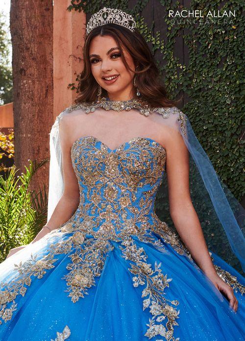 Strapless Sweetheart 3D Floral Lace Appliqué Glitter Tulle Ball Gown by Rachel Allan RQ1111