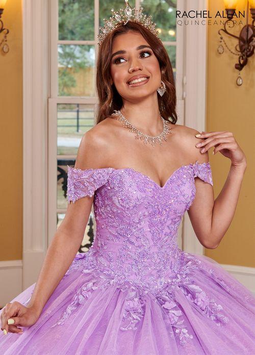 Off-Shoulder Sweetheart 3D Floral Lace Appliqué Tulle Over Lace Ball Gown by Rachel Allan RQ1112