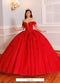 Off-Shoulder Corset Dress with 3D Floral Appliqués Quinceañera Ball Gown by Rachel Allan RQ9003