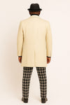 Ivory Overcoat Carmel Zhao Mens 3/4 Length Top Coat - Single Breasted Carcoat