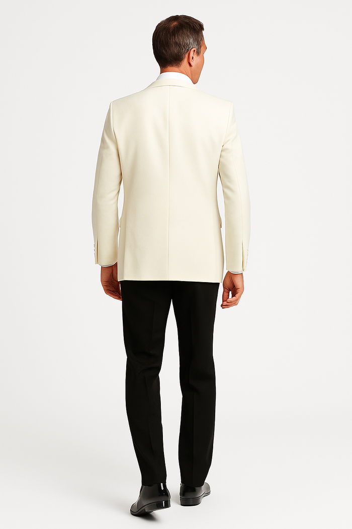 Mens White Dinner Jacket Single Buttons Shawl Collared - Ivory (Cream - Ivory - Off White) Tropical Dinner Jackets
