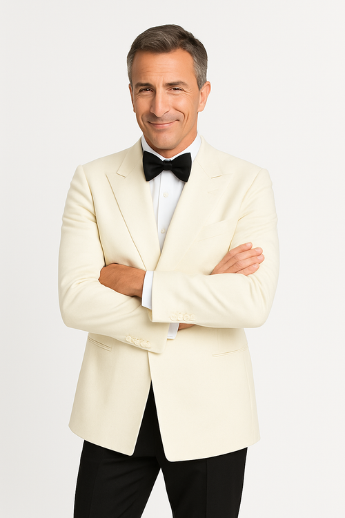 Mens White Dinner Jacket Single Buttons Shawl Collared - Ivory (Cream - Ivory - Off White) Tropical Dinner Jackets