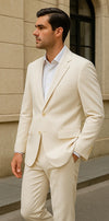 elegant ivory 2 piece suit for groomsmen