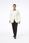 Men’s Ivory Paisley Tuxedo Jacket | Shawl Lapel Formal Blazer for Weddings & Prom