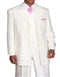 Mens Fashion Slanted Vested Peak Lapel Tonal Pinstripe Ivory Suit