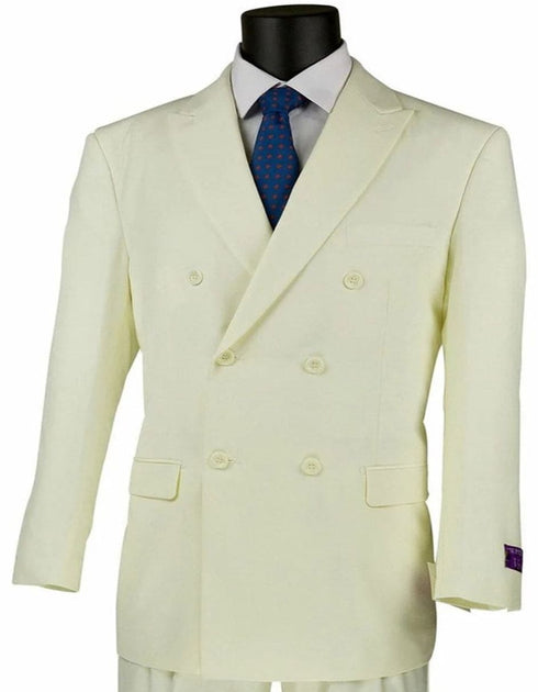 Mens Classic Fit Double Breasted Poplin Ivory Suit