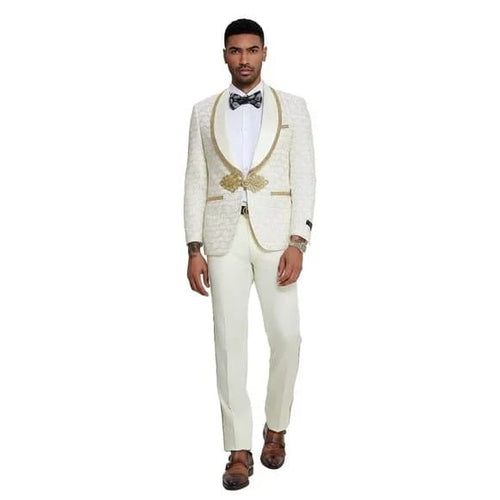 Ivory and Gold 2pc Men's Suit by Tazzio