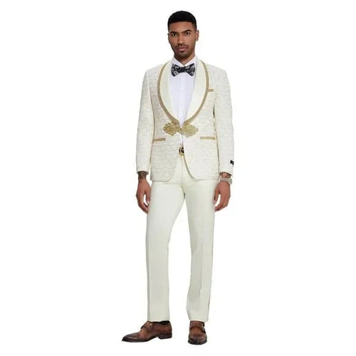 Ivory and Gold 2pc Men's Suit by Tazzio