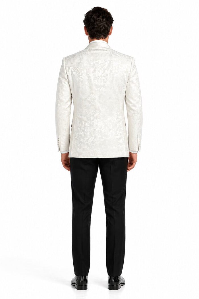Ivory Dinner Jacket Blazer - Cream Paisley Wedding Tuxedo Jacket