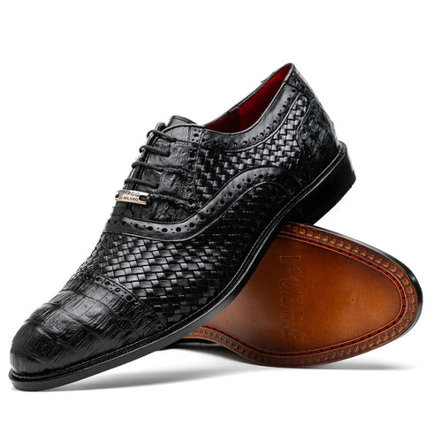 Marco Di Milano John Men's Shoes Exotic Caiman Crocodile / Woven Leather Dress Oxfords