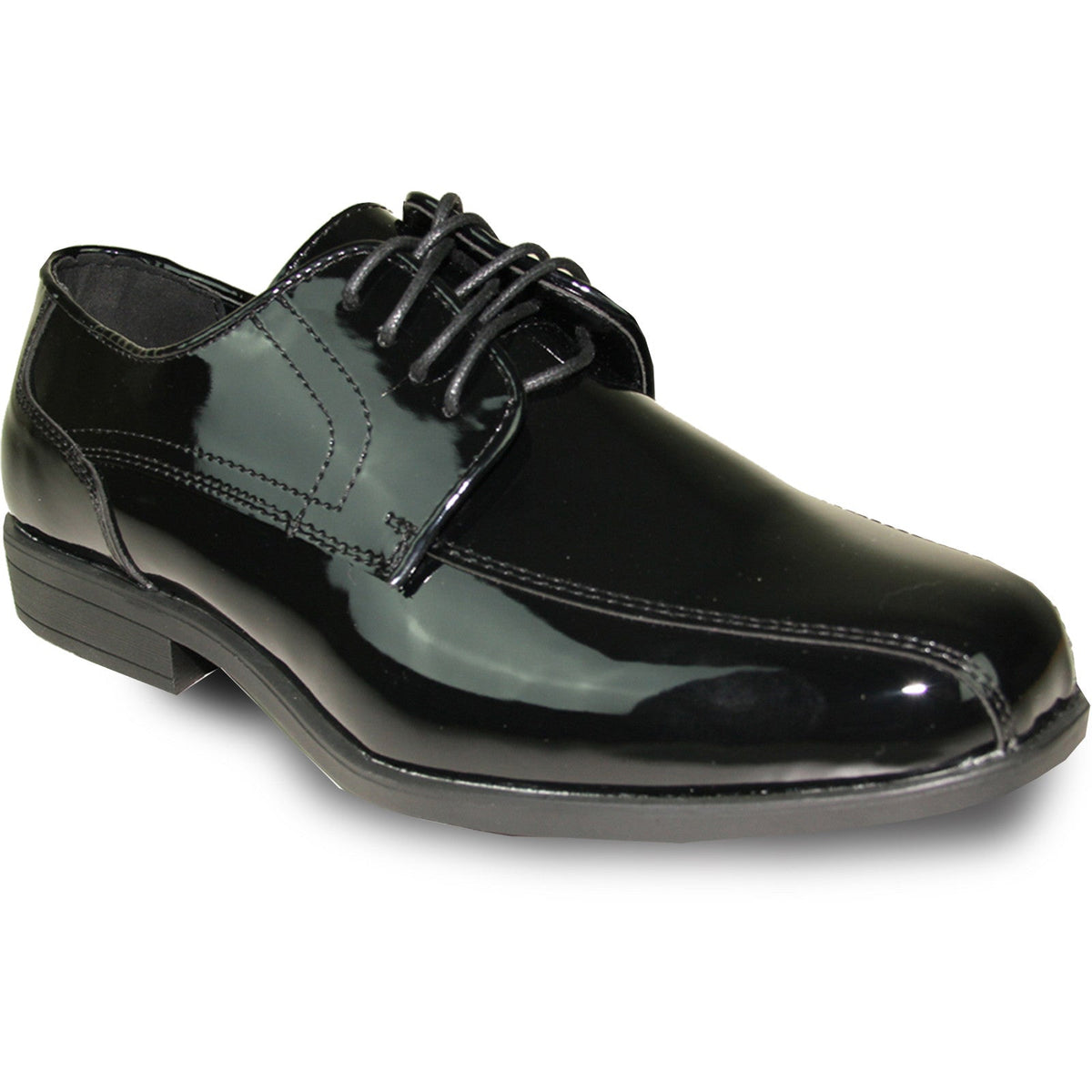 Bravo Mens Formal Wedding and Prom Double Runner Shiny Patent Dress Shoe in Black