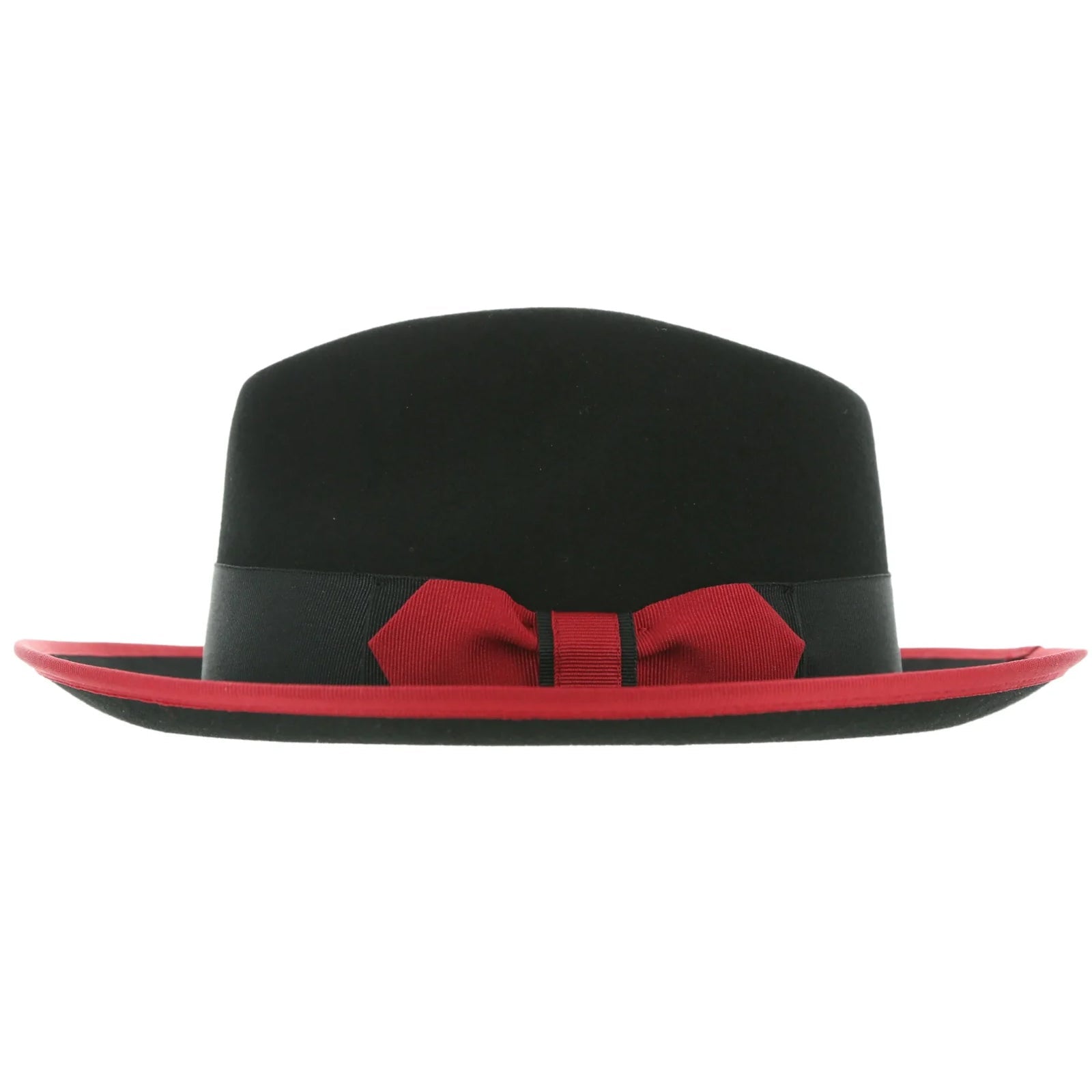 Men's Classic Two Tone Trilby Fedora Dress Hat in Black & Red
