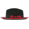 Men's Classic Two Tone Trilby Fedora Dress Hat in Black & Red