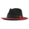 Men's Classic Two Tone Trilby Fedora Dress Hat in Black & Red
