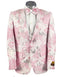 Mens 2 Button Pink, Silver, & White Floral Paisley Prom  Wedding Tuxedo Blazer