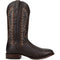Dan Post Jerry brown leather men's boot. Tall, pointed design with a textured, rich brown finish. Decorative leaf stitching on the shaft. Stacked heel and smooth sole for stability.
