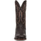 Dan Post Jerry Brown men's boot. Tall, pointed brown leather design with embossed patterns. Intricate western stitching on the shaft. Narrow, tapered toe, dark leather sole.
