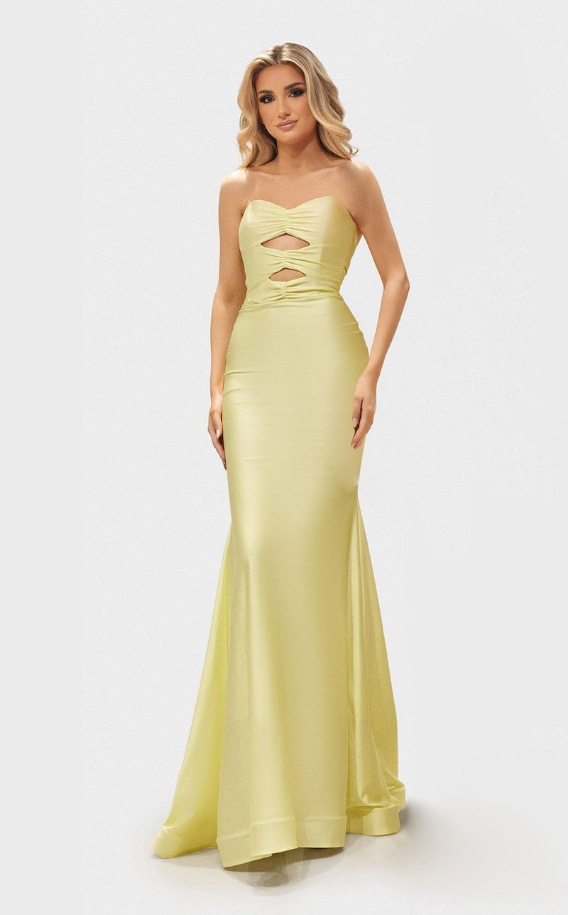 Jessica Angel JA2714 Strapless Fitted Cutout Evening Formal Unique Dress