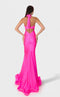 Jessica Angel JA2743 Halter Fitted Open Back Cutout Slit Prom Dress