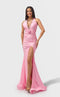 Jessica Angel JA2748 Plunging Halter Fitted High Slit Open Back Dress