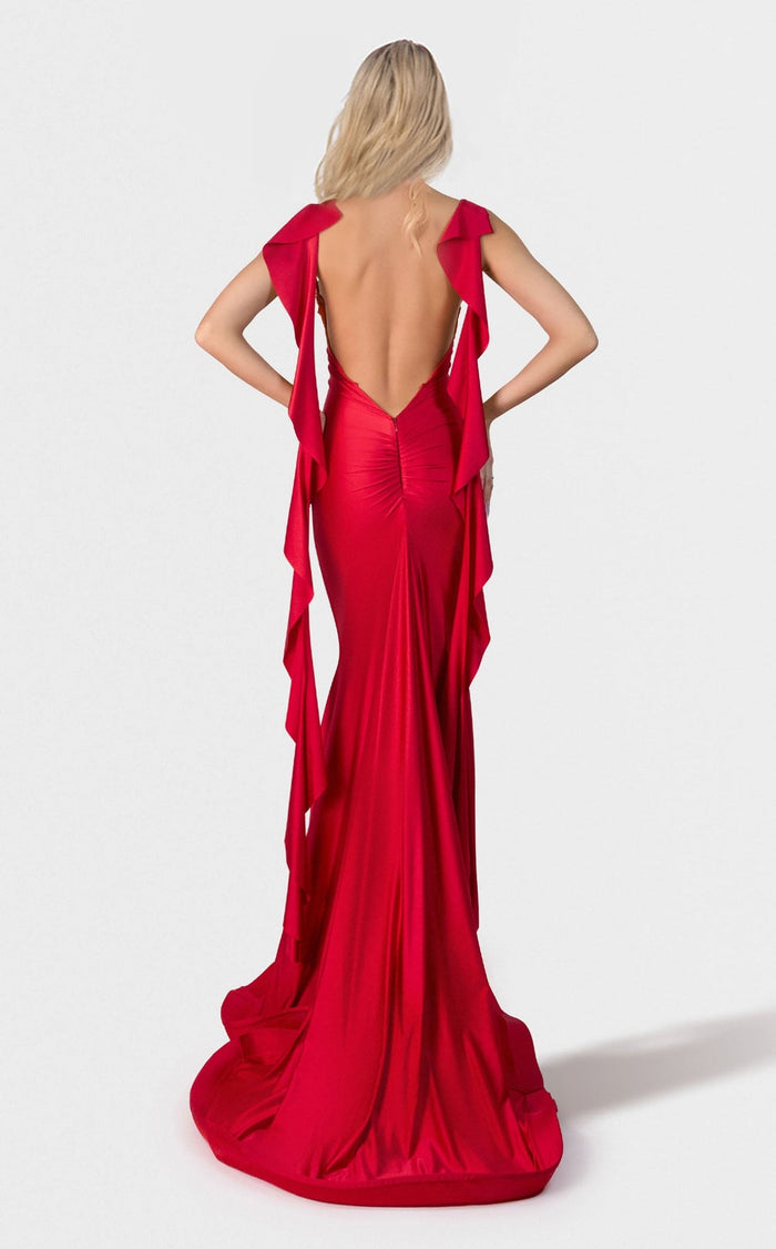Jessica Angel JA2749 Fitted Open Back Draped Formal Floor-Length Dress