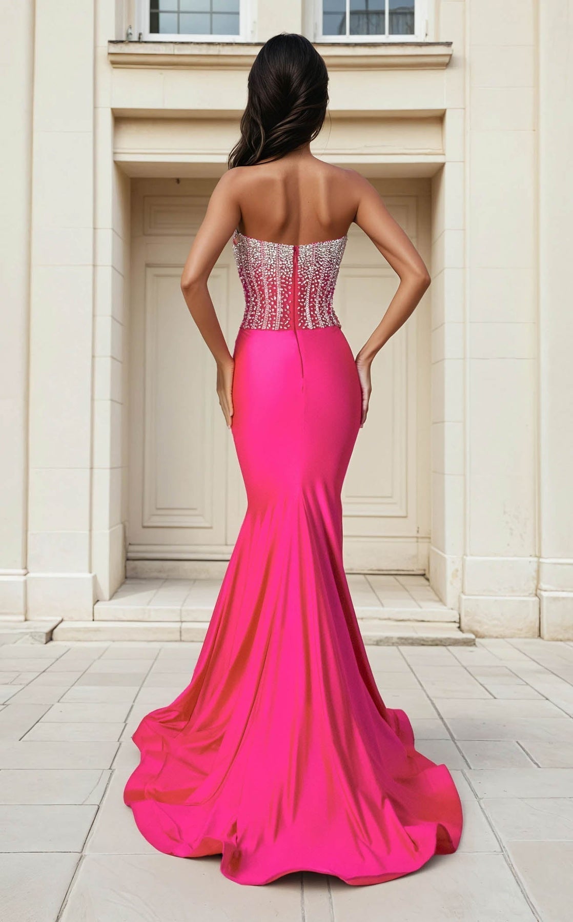 Jessica Angel JA2753 Strapless Fitted Crystal Formal Floor-Length Dress