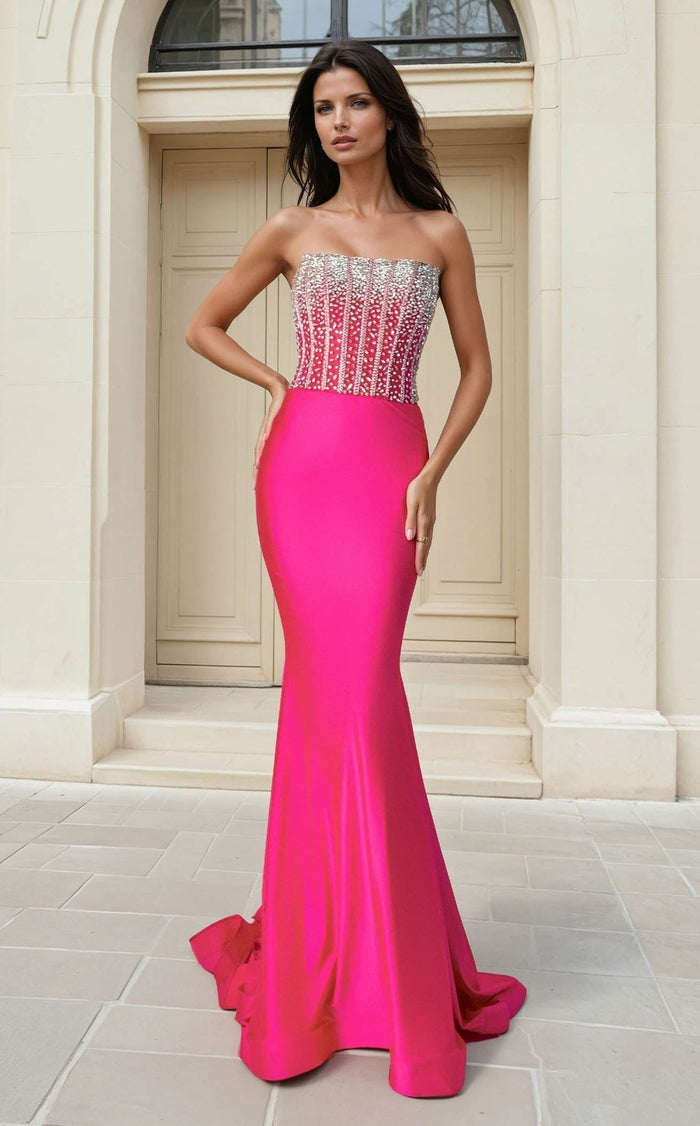 Jessica Angel JA2753 Strapless Fitted Crystal Formal Floor-Length Dress