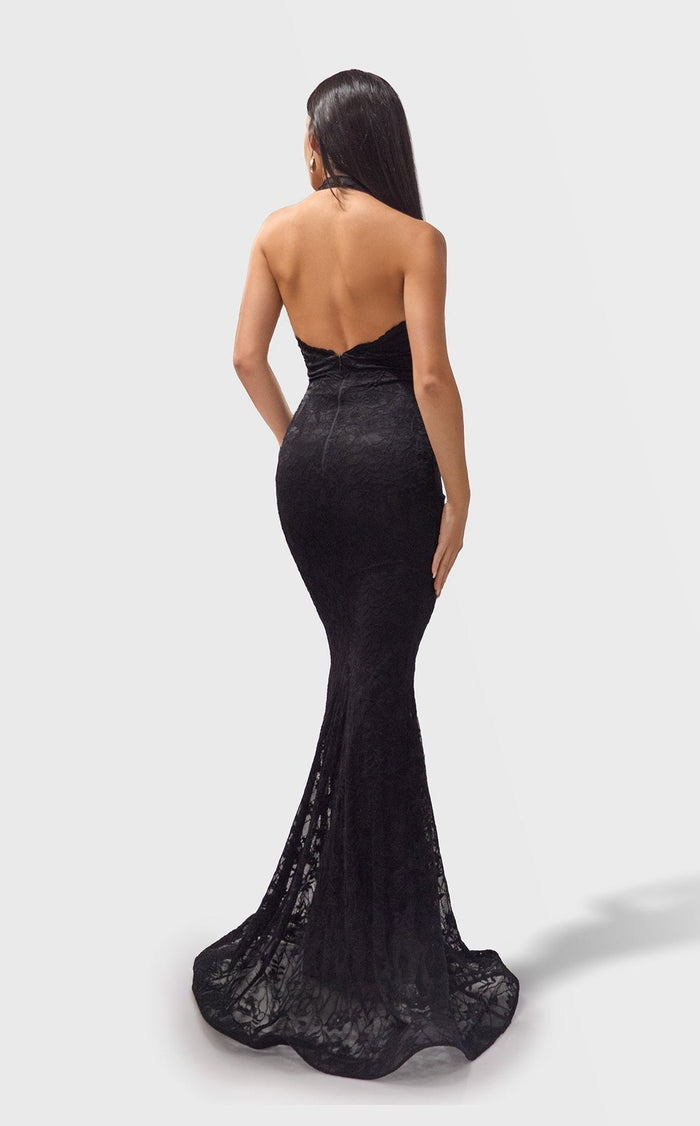 Jessica Angel JA2760 Halter Cutout Evening Formal Floor-Length Lace Dress