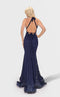Jessica Angel JA2776 Halter Fitted Open Back Prom Formal Floor-Length Lace Dress