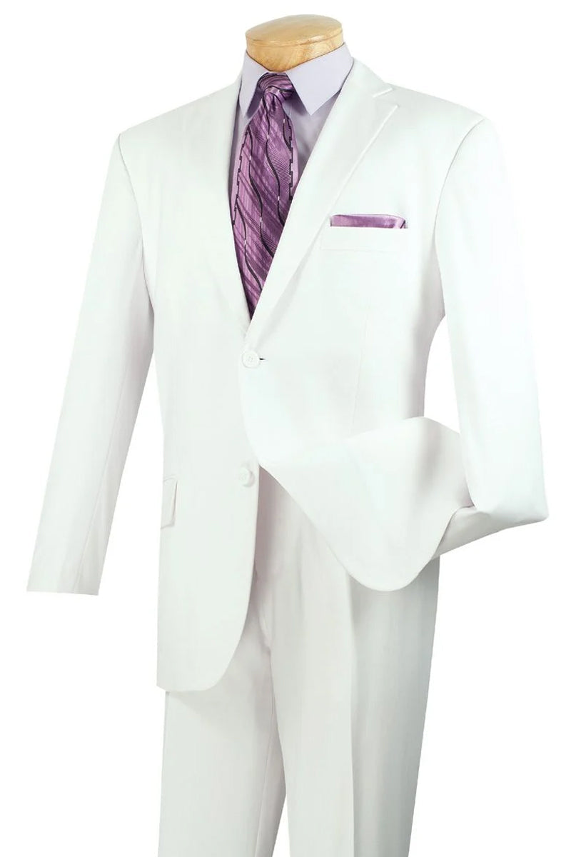 Apollo King White Poplin Suit - Modern Fit Two Button
