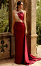 MNM Couture K3946 Burgundy Satin One-Shoulder Evening Dress