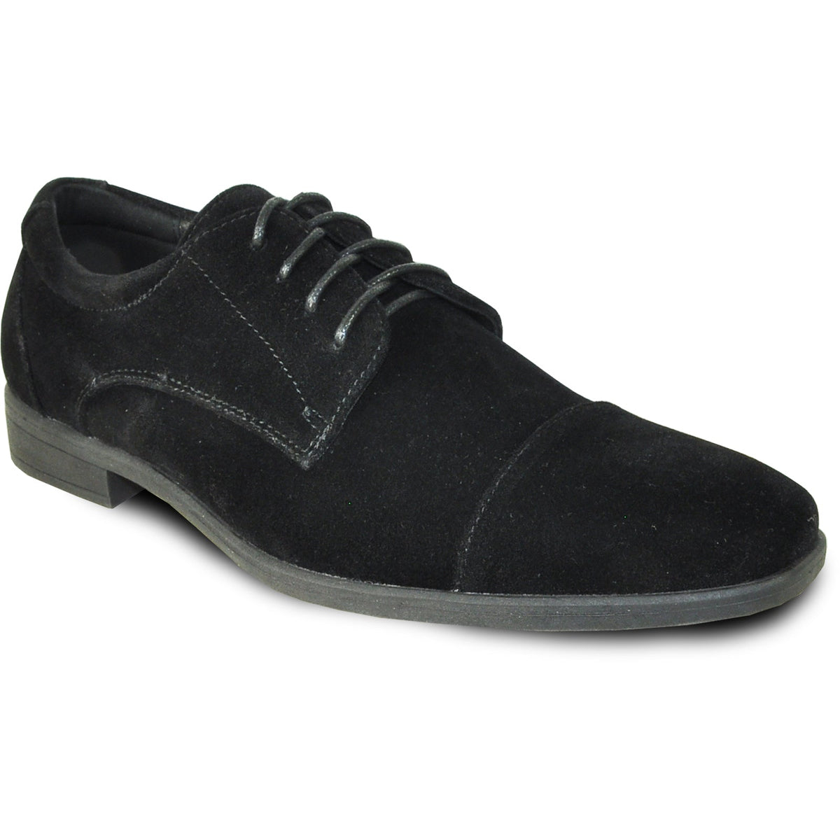 Bravo Mens Formal Suede Style Wedding & Prom Cap Toe Dress Shoe in Black