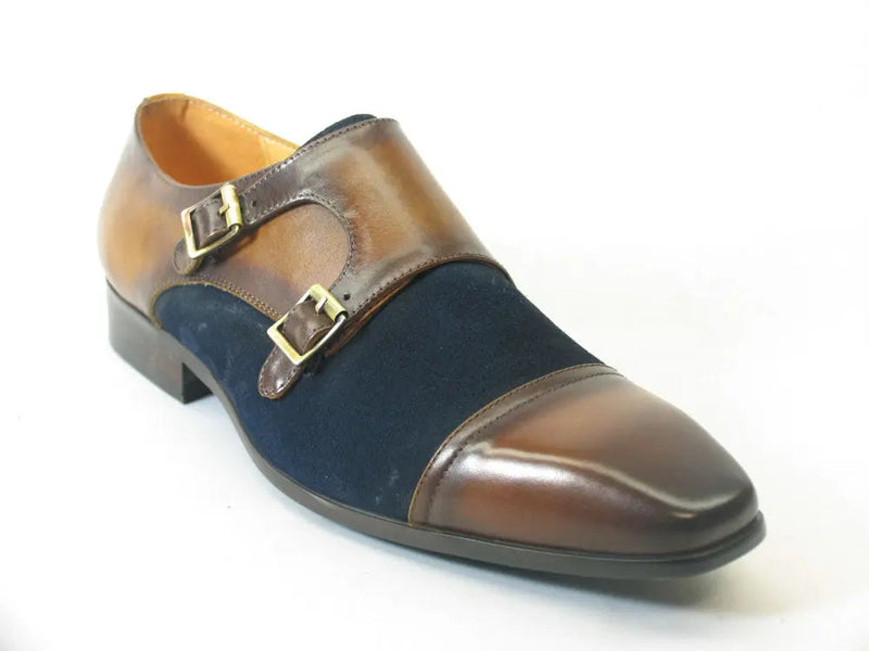 Carrucci Cap Toe Double Monk - Luxury Leather Dress Shoe