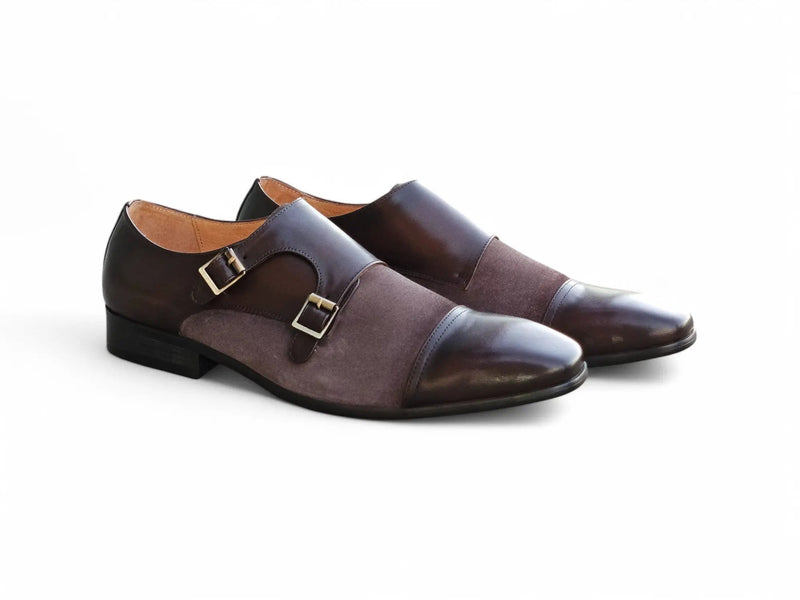 Carrucci Cap Toe Double Monk - Luxury Leather Dress Shoe