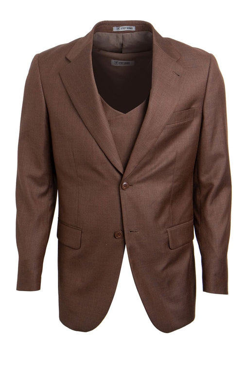 "Mens Stacy Adams Suit - Stacy Adams Suit  Men's Sharkskin Suit - Two Button Vested in Cognac"