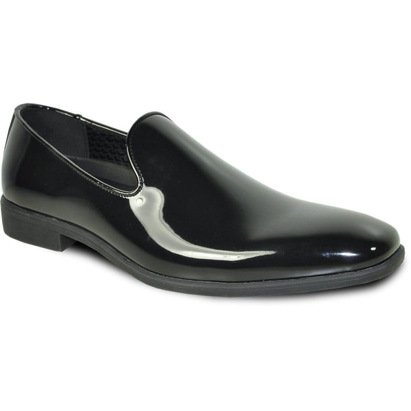 BLACK MEN'S CLASSIC PATENT LOAFER - PLAIN TOE SLIP-ON TUXEDO SHOE